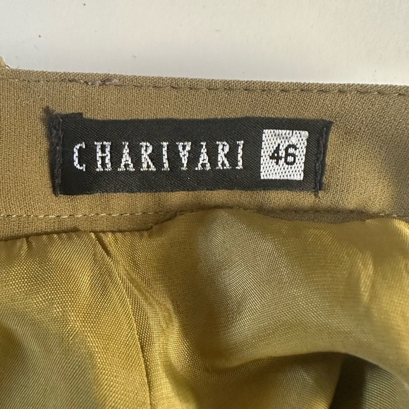 Green Pleated Pencil Skirt Knee-Length Work - Picture 3 of 7